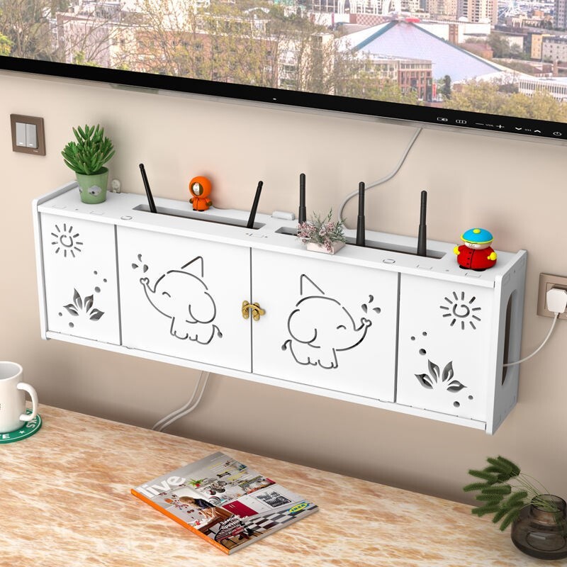 墙上遮丑盒墙面插座洞遮挡装饰路由器收纳盒高级电视柜遮线盒卡通