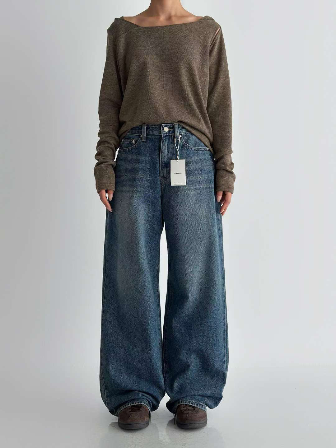OHYEAH复古百搭宽松直筒牛仔裤