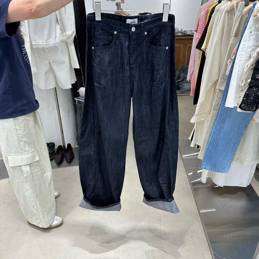 现ACKER韩国代购正品2026夏季新款原牛弯刀宽松百搭直筒牛仔裤女
