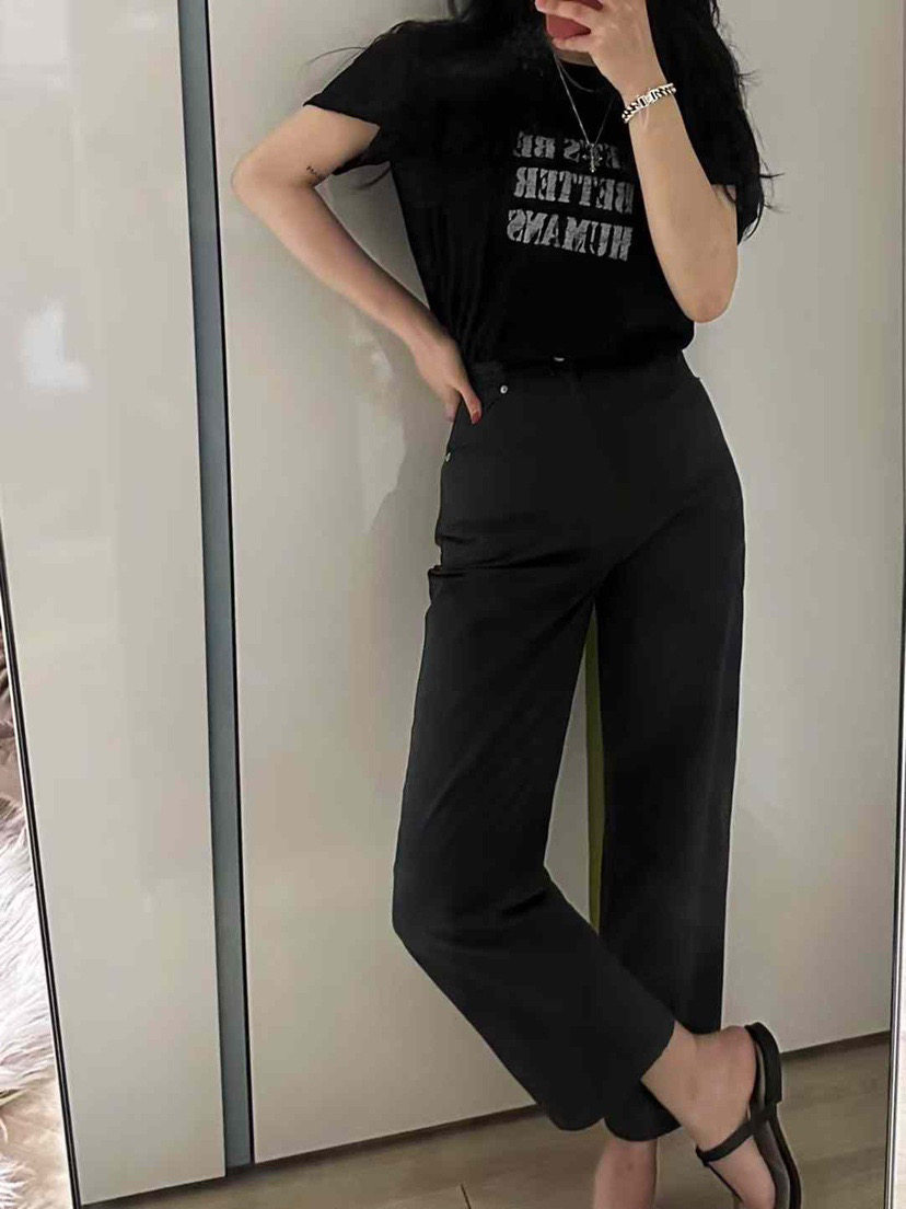 VERVE韩国正品小众设计师2025秋冬新款经典黑白休闲九分牛仔裤女