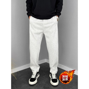 秋冬季 子男士 加绒加厚哈伦裤 直筒裤 新款 潮牌宽松休闲裤 百搭弯刀裤