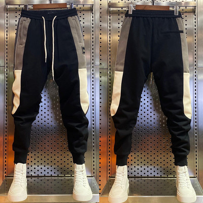 春秋季修身撞色潮流休闲裤