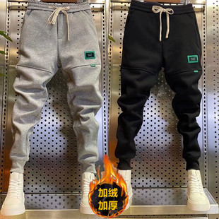 潮牌加绒休闲裤 百搭束脚运动卫裤 子男士 2024新款 痞帅冬季 春秋款