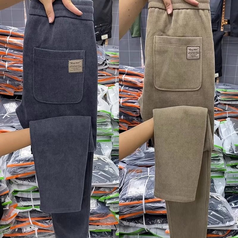 韩版修身条纹纯色裤子男士春秋季潮流休闲裤灯芯绒简约小脚哈伦裤,男装,休闲裤,淘宝优惠券,粉丝福利购,淘宝优惠卷