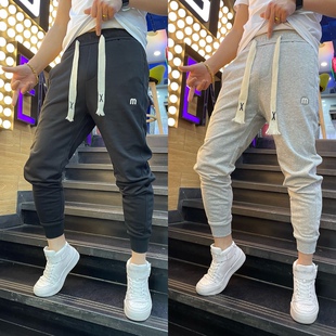 子男士 休闲裤 2024新款 潮牌加绒运动卫裤 春秋季 束脚九分裤 无铁修身
