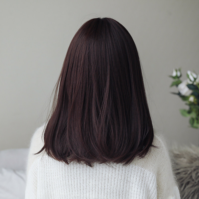 假发女中分锁骨发 八字刘海中长发梨花头内扣发型修脸逼真假发套