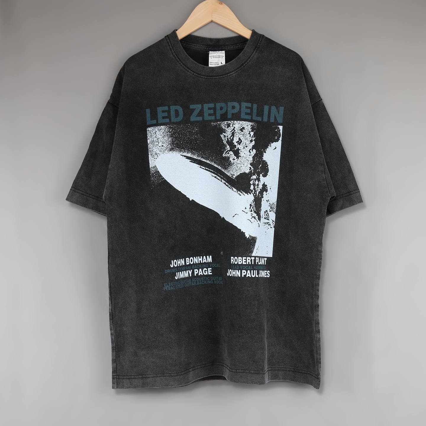 Led Zeppelin短袖T恤齐柏林飞艇摇滚乐队重磅水洗做旧情侣男女INS
