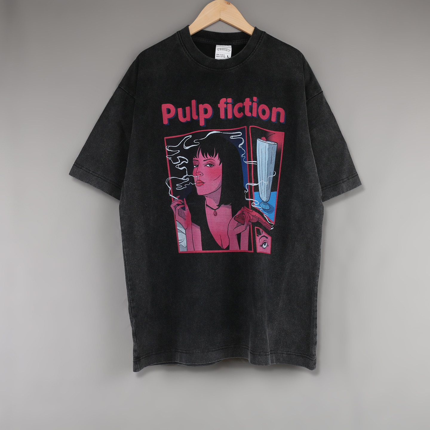 Pulp Fiction 短袖T恤低俗小说昆汀经典电影重磅水洗做旧情侣男女