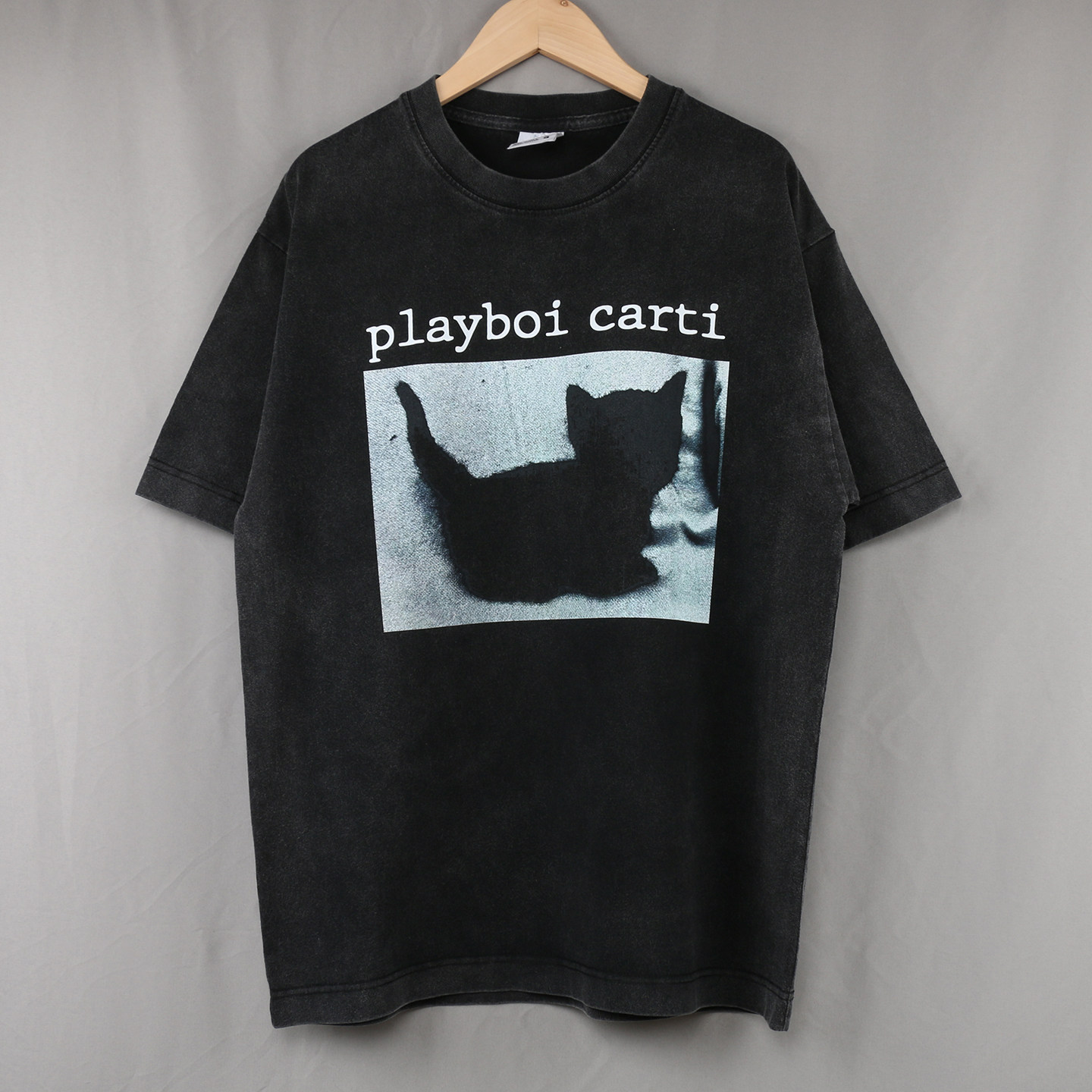 Playboi Carti 短袖T恤黑猫咪印花嘻哈说唱街头Tupac美式复古男女