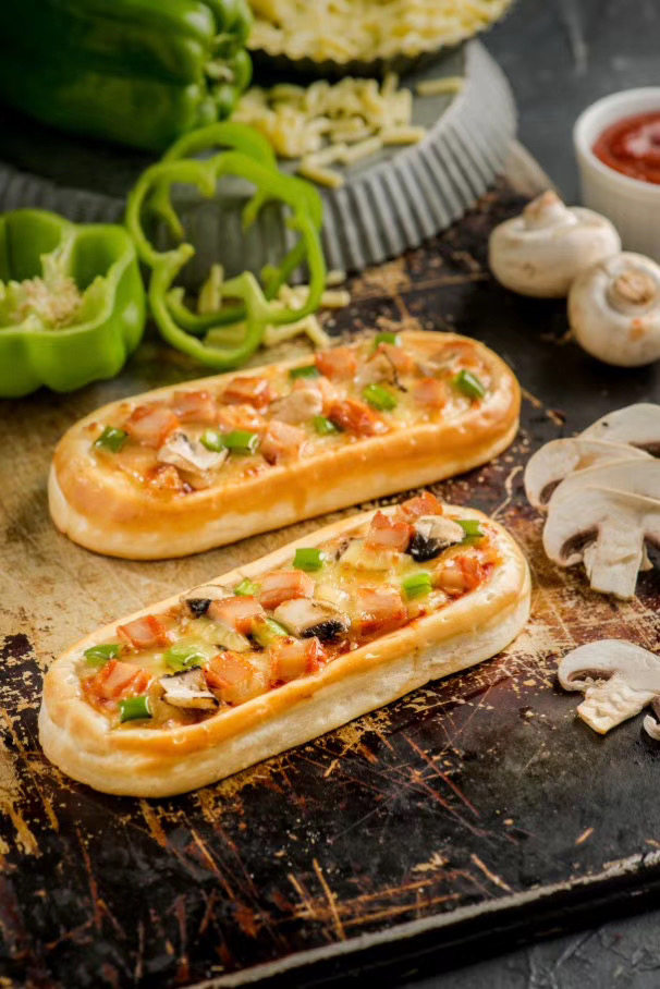 新货美臣芝士船披萨5种口味早餐速食速冻蒸烤加热即食咖啡厅家用