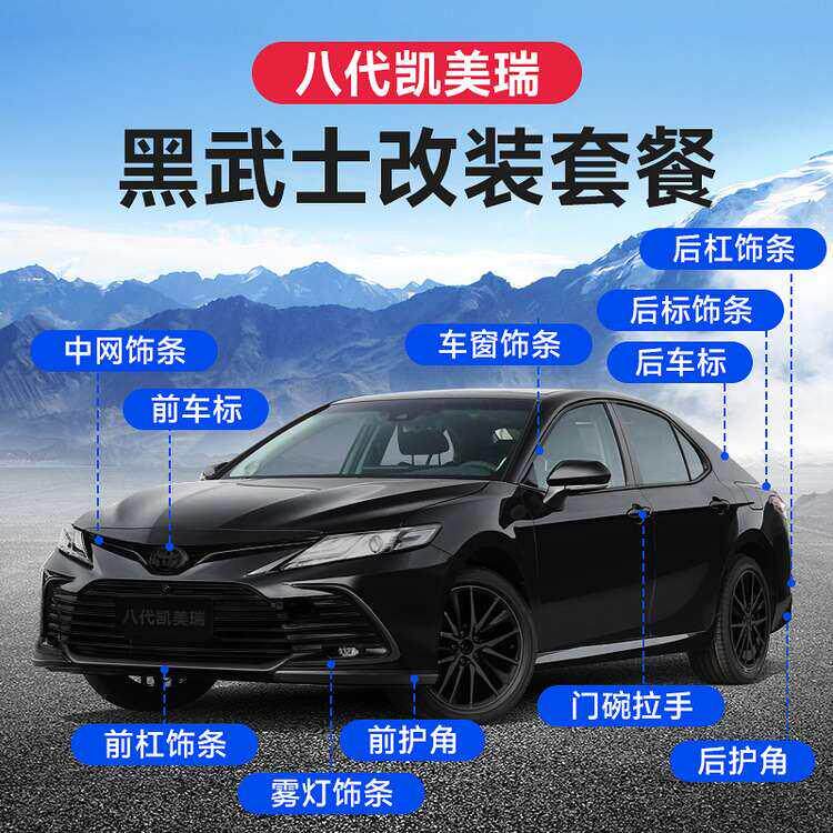 适用专用于21-23款八代凯美瑞黑武士改装外观中网前杠车窗装饰条