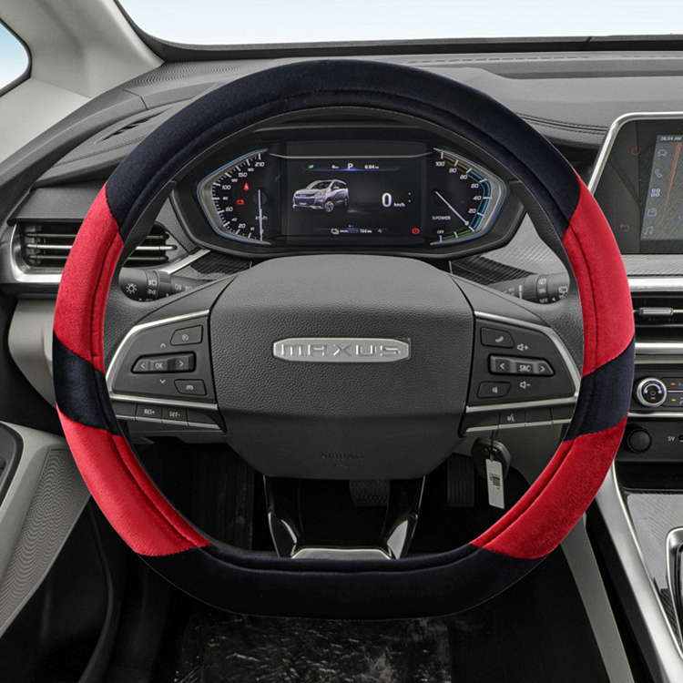 冬季保暖毛绒汽车方向盘套大通