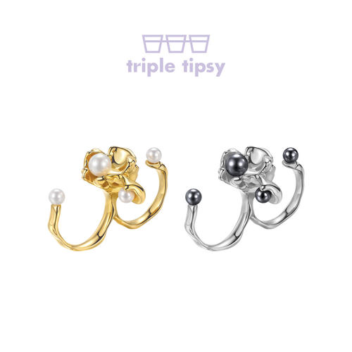 tripletipsy爆米花珍珠开口戒指