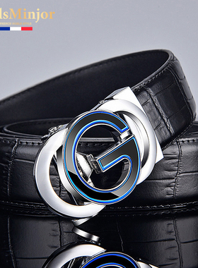 劳斯名爵皮带男头层牛皮鳄鱼纹字母G扣腰带潮年轻人商务休闲裤带