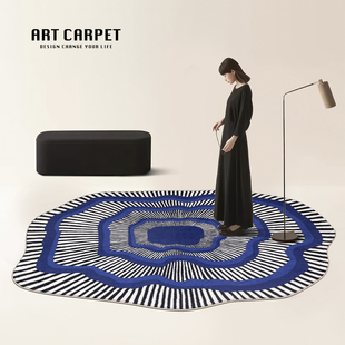 现代轻奢高级感异形地毯客厅蓝色沙发茶几地毯不规则书房卧室地垫