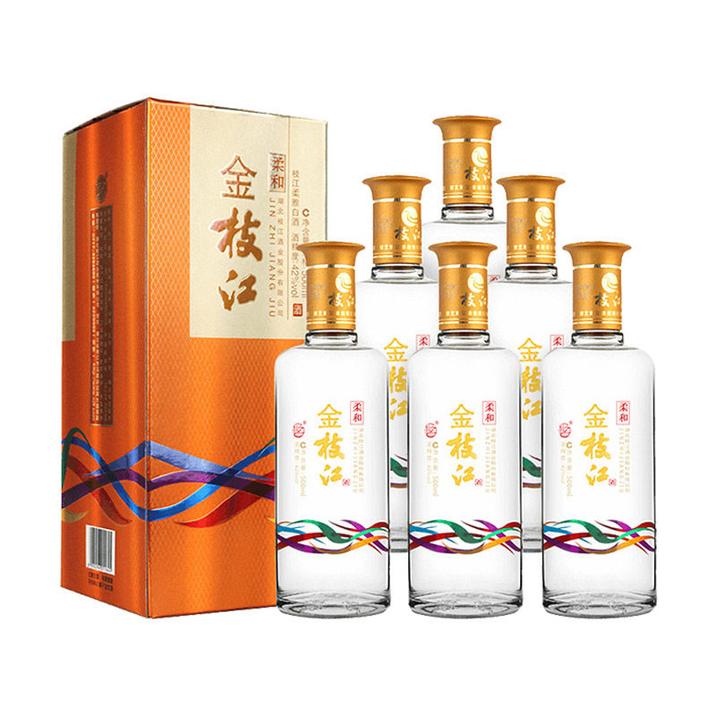 中华老字号42度柔和金枝江酒整箱500ml*6瓶湖北特产枝江大曲
