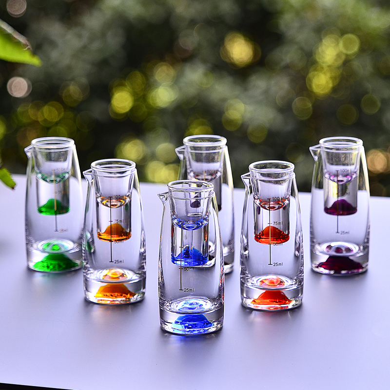 蓝山水晶玻璃高端白酒杯套装刻度分酒器酒壶具家用轻奢烈酒一口杯