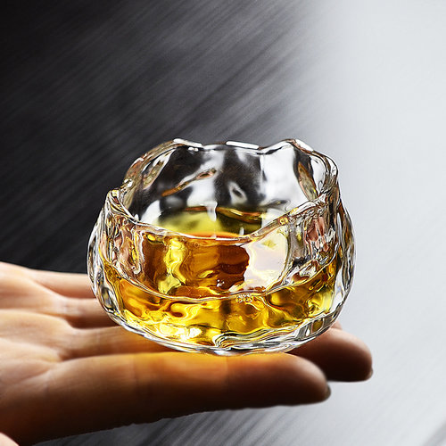 茶杯玻璃日式异形不规则白清酒杯