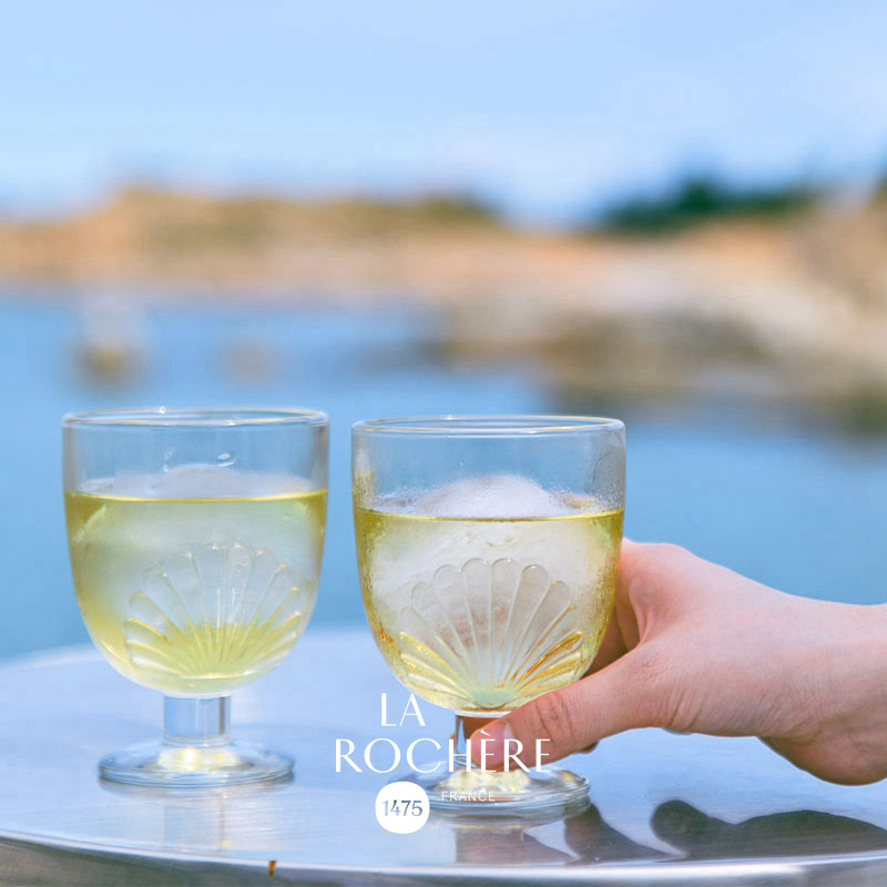 法国LAROCHERE海岛风贝壳杯 法式度假浮雕玻璃红酒杯果汁水牛奶杯