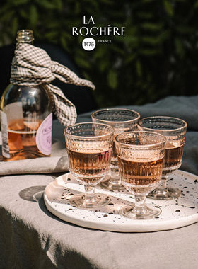 法国LA ROCHERE法式简约玻璃杯冷萃咖啡杯栅栏竖纹Cote水杯高脚杯