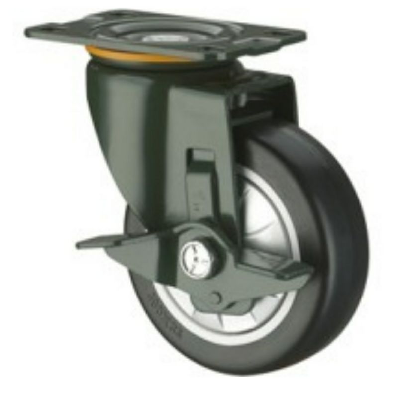 万向带金属侧刹车静音轮橡胶轮子