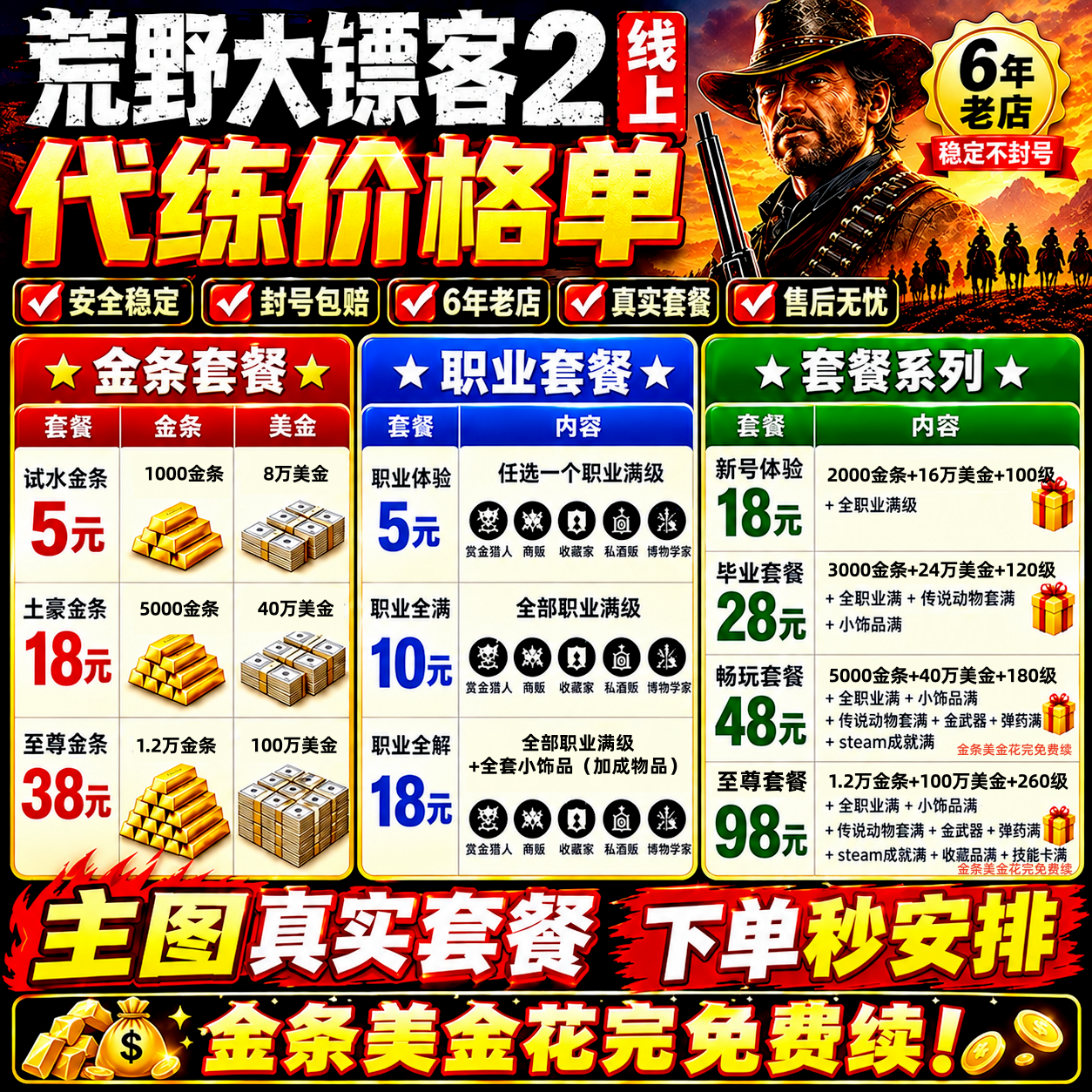 PC荒野大镖客2在线模式ol大表哥金币等级线上刷金条钱美元