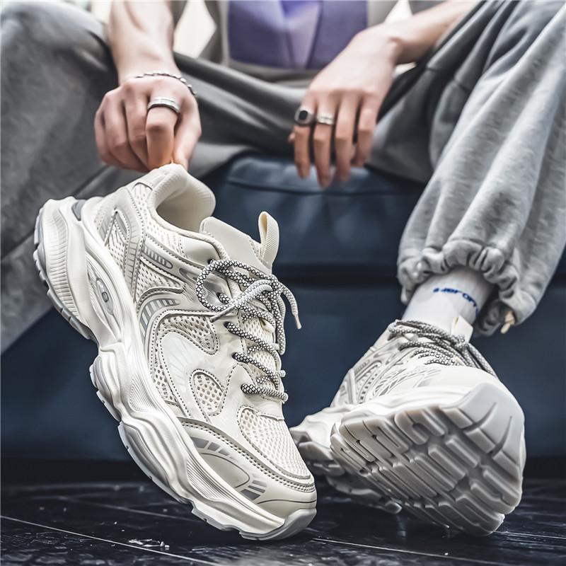 古雀文艺轻复古男鞋夏秋新款透气网面2024运动休闲百搭老爹鞋