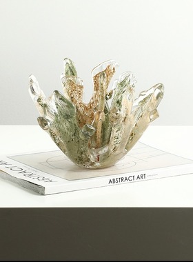 ins风抽象珊瑚玻璃轻奢摆件