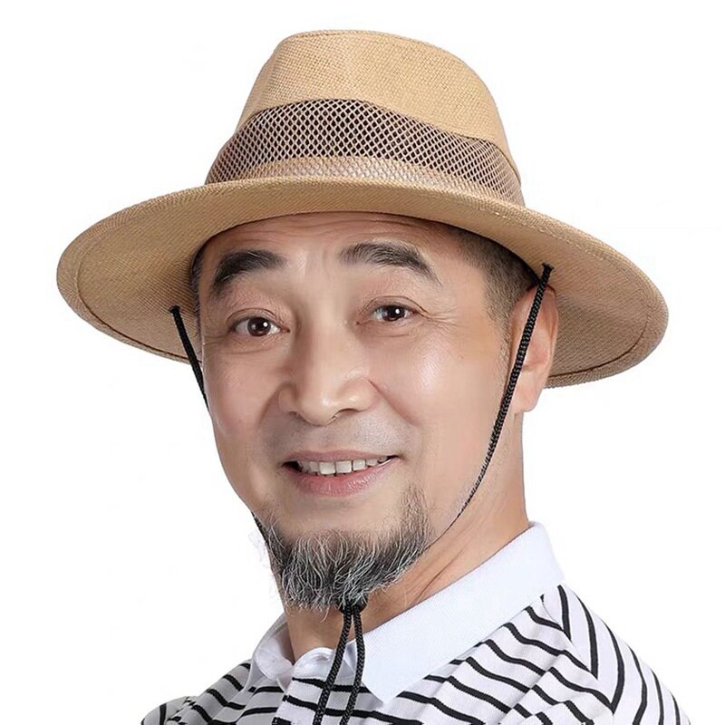 中老年人帽子男夏天透气网眼草帽