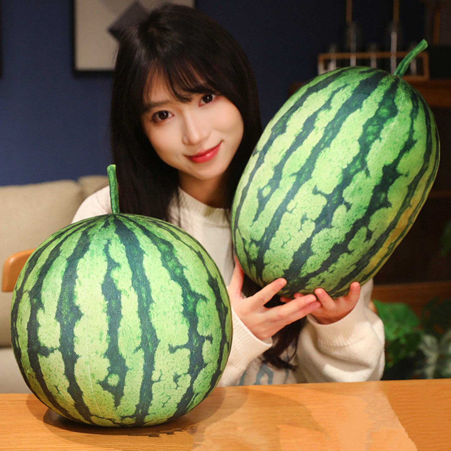 大号仿真立体西瓜毛绒玩具抱枕公仔水果摆件道具装饰儿童玩偶女孩