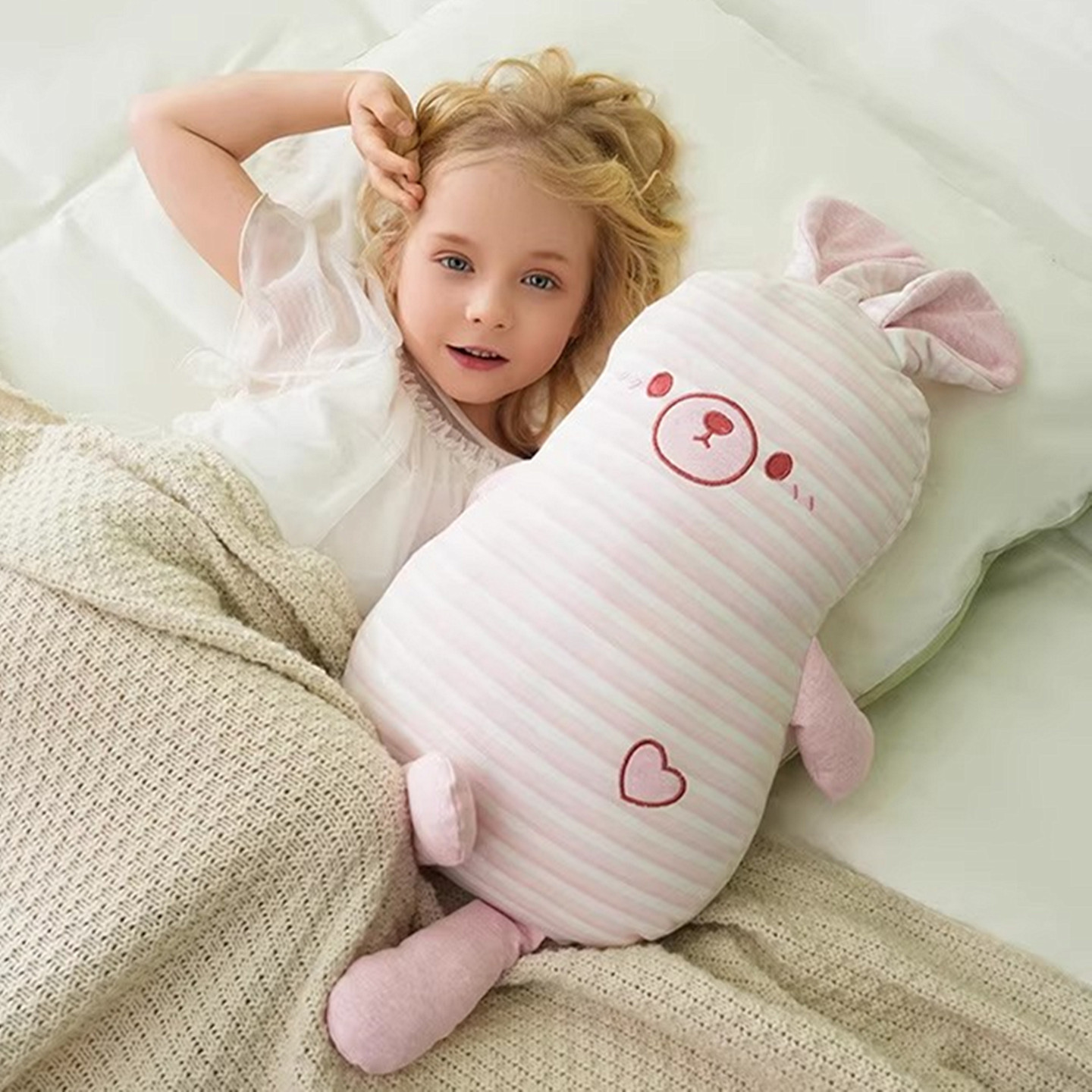 纯棉可爱小兔猫咪睡觉公仔玩偶儿童婴幼儿安抚女宝宝生日礼物抱枕