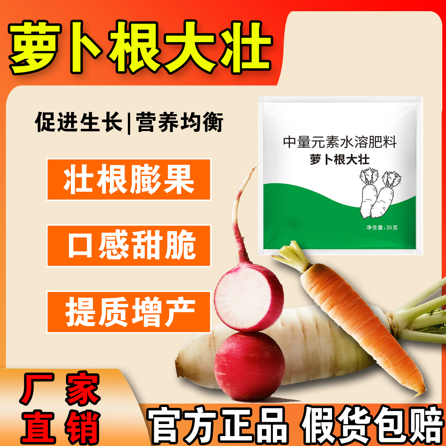 萝卜根大壮大根大白红萝卜种子胖大壮特大种植专用强力壮秧增根剂