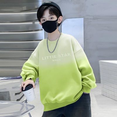 男童卫衣春秋款扎染渐变绿色