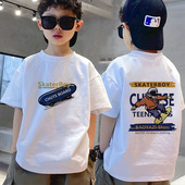 T恤2026新款 夏季 儿童洋气中大童男孩上衣半袖 纯棉男童短袖 夏装 潮