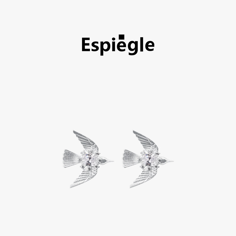 Espiegle精神收藏室系列 dove银色金属小鸟耳钉
