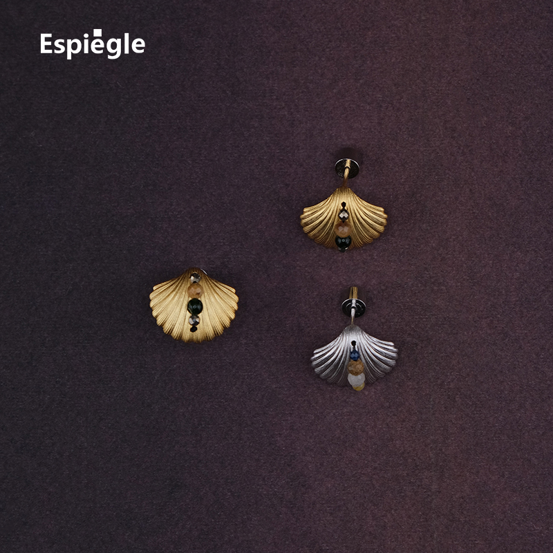 Espiegle【新品】三文鱼与白天的眼睛系列pari贝壳编珠耳饰