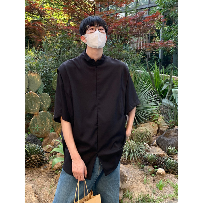 新中式立领短袖衬衫男夏季