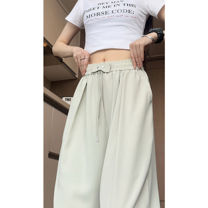 薄荷绿曼波风冰丝西裤夏季