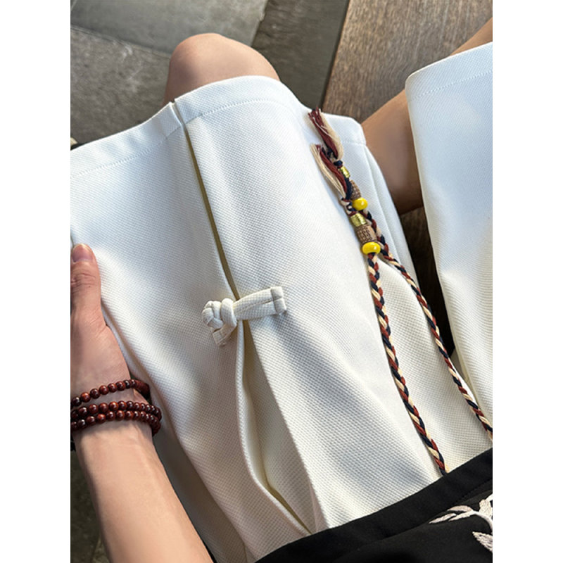 新中式盘扣抽绳冰丝短裤男