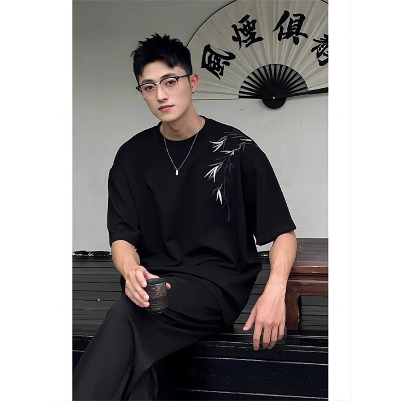 新中式国潮翠竹设计短袖t恤