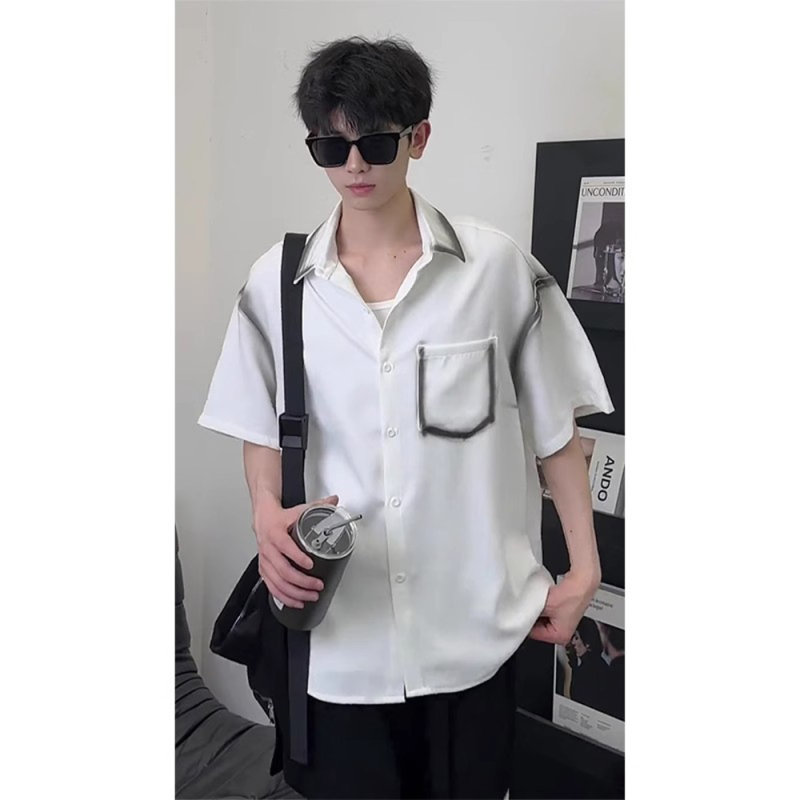 喷绘设计扎染冰丝短袖衬衫