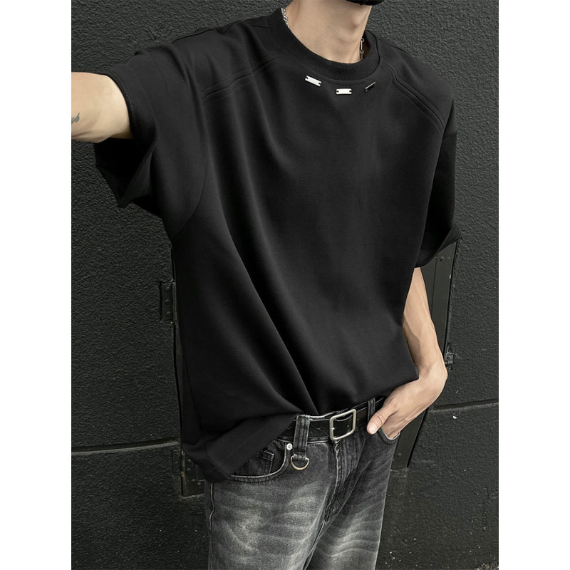 美式金属解构设计短袖t恤男