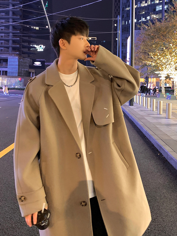 那不勒斯毛呢大衣男春秋季韩版