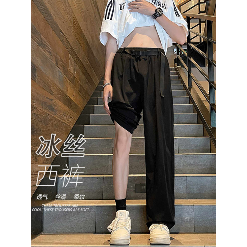 纯黑色高级感西装裤男夏季