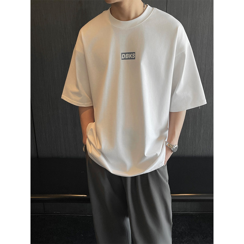 美式潮牌复古纯棉短袖男夏