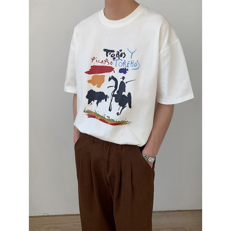 美式纯棉重磅垫肩T恤夏