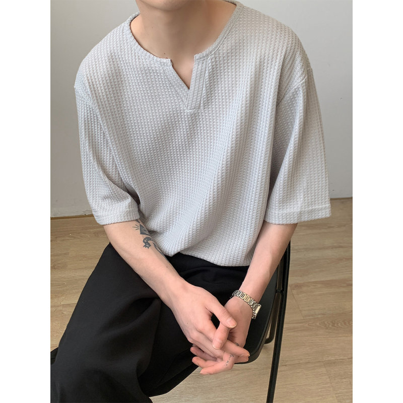 小众华夫格短袖T恤男款夏季