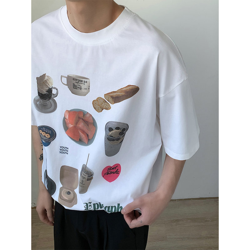 美式oversize零食拼接纯棉短袖