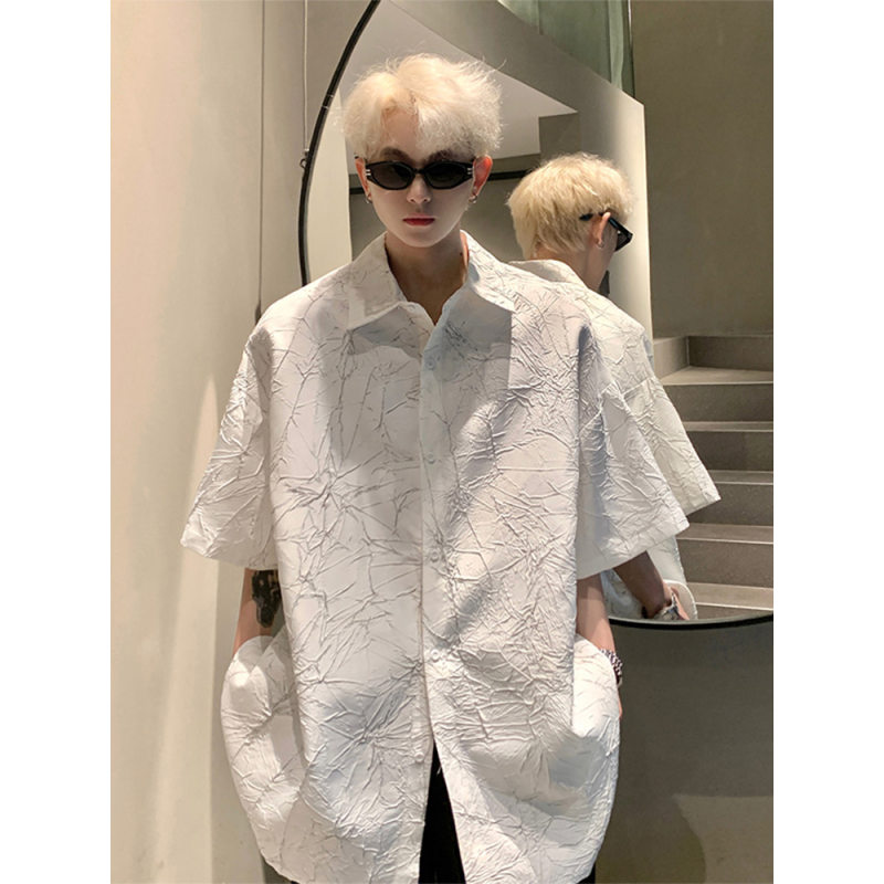 Vintage肌理感裂纹衬衫短袖