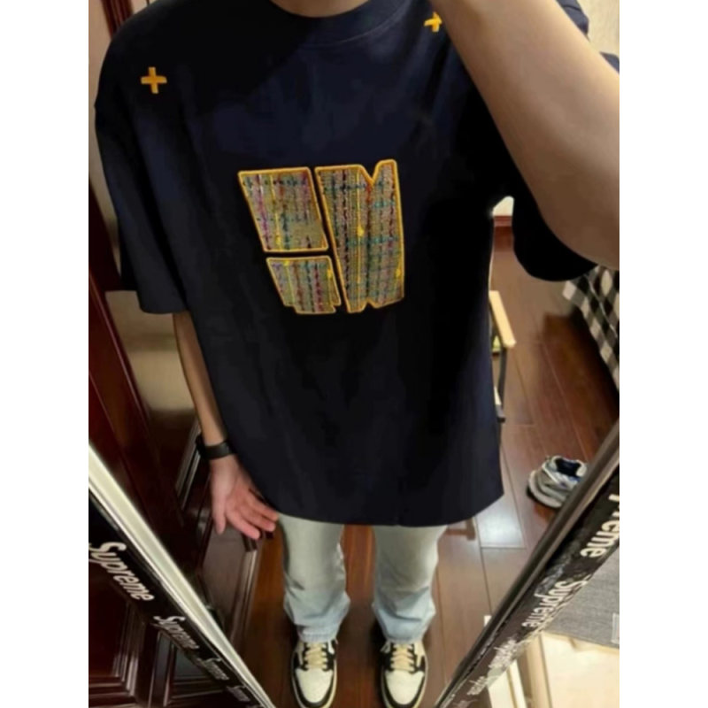 300g重磅美式字母绣花短袖T恤